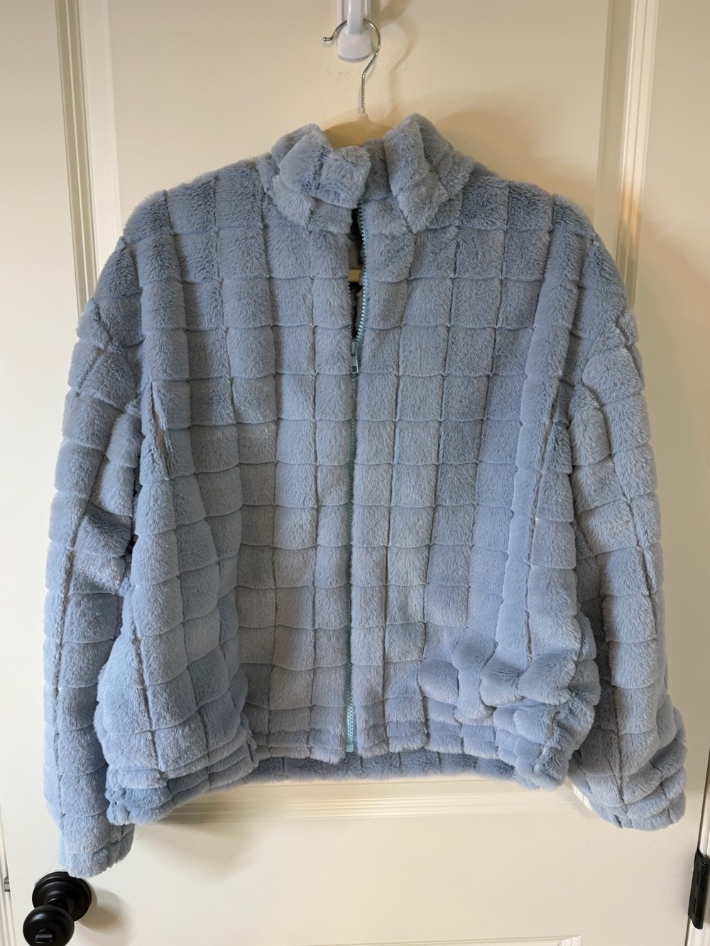 FIRST LOVE Light Blue Plush Zip-Up Jacket